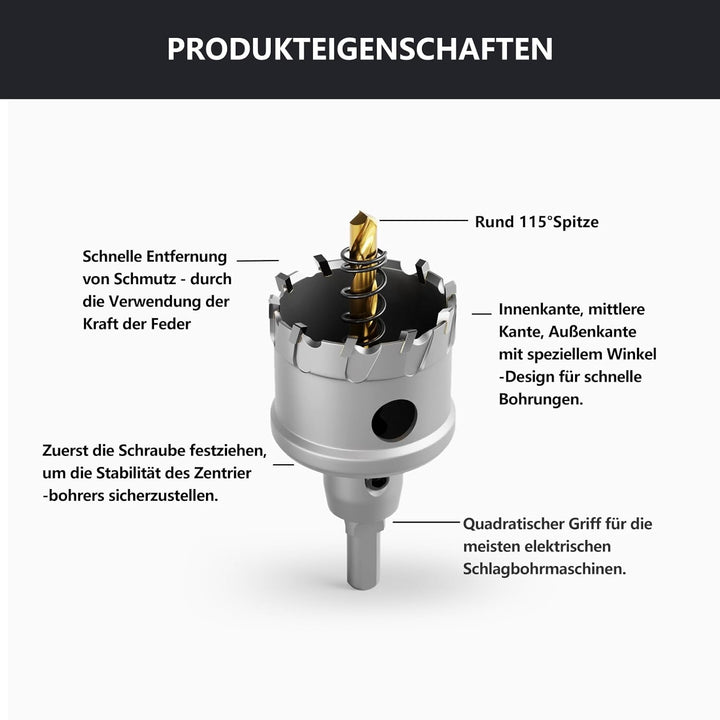 CSOOM Upgrade Hochleistungs-Hartmetall-Lochsäge 14 stück,TCT Lochschneider, mit 2 * Extra Titan-besc