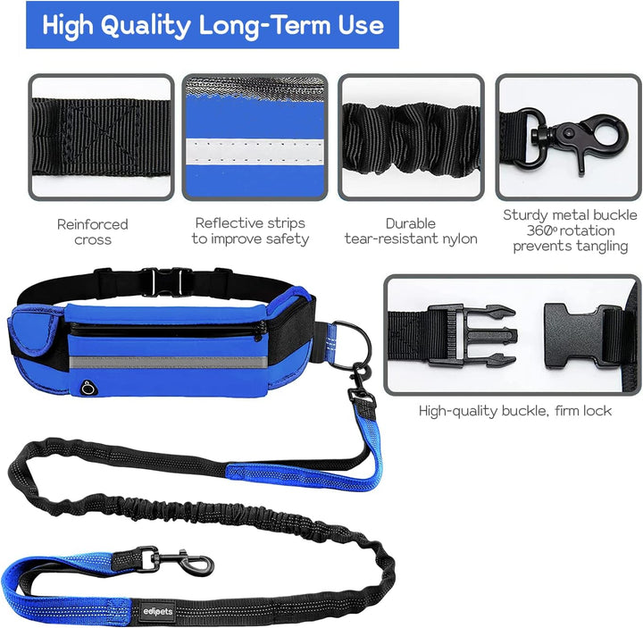 Edipets, Joggingleine Hunde, Freihändig, Laufen, Wandern, Gurtband, Anti-Stress, Reflektierend, 160-