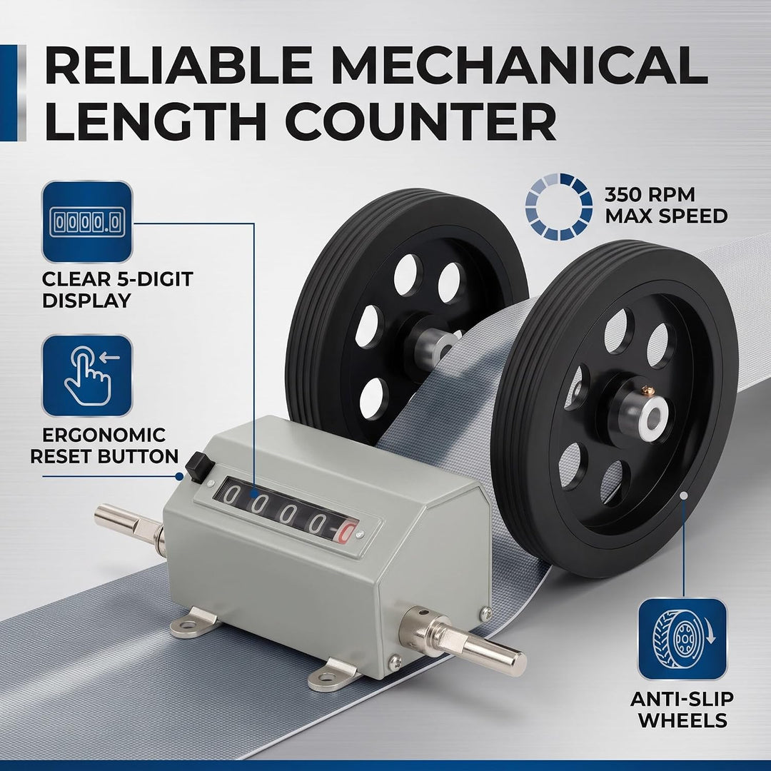 Zähler Rolling Wheel Digits 0-9999.9 Längenzähler Messlänge, max. Geschwindigkeit 350 U/min Grau Res