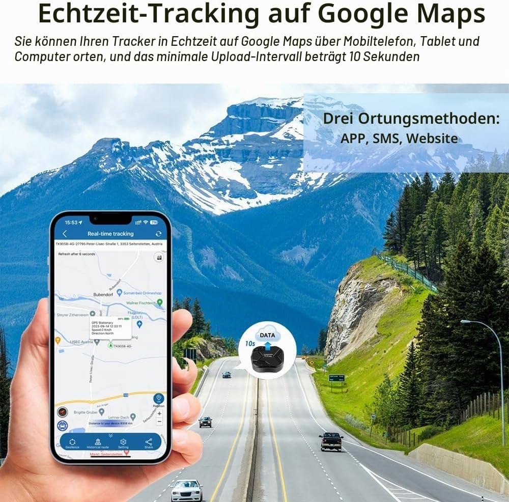 TKMARS 4G GPS Ortungsgerät für Auto ohne ABO, mit 20000-mAh Akku, Langer Standby-Zeit, magnetischem,