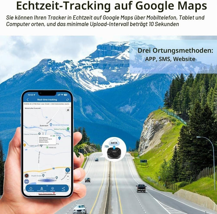 TKMARS 4G GPS Ortungsgerät für Auto ohne ABO, mit 20000-mAh Akku, Langer Standby-Zeit, magnetischem,