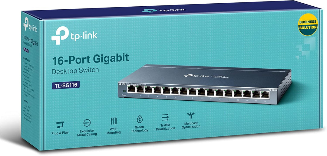 TP-Link TL-SG116 16-Ports Gigabit Netzwerk Switch (32 Gbit/S Switching-Kapazität, geschirmte RJ-45 P