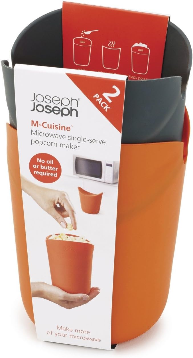 Joseph Joseph M-Cuisine – Set mit 2 Silikon-Mikrowellen-Popcornkegeln – Orange/Grau 2-teilig, Einzel