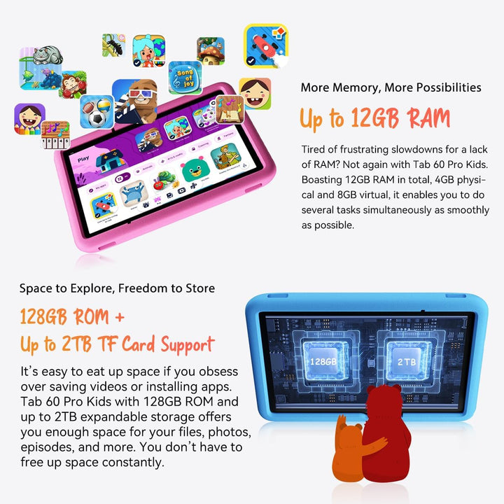 Blackview Tab 60 Pro Kids, Android 15 Kinder-Tablet, 12GB+128GB (2TB erweiterbar), 10" HD+ IPS, Dual