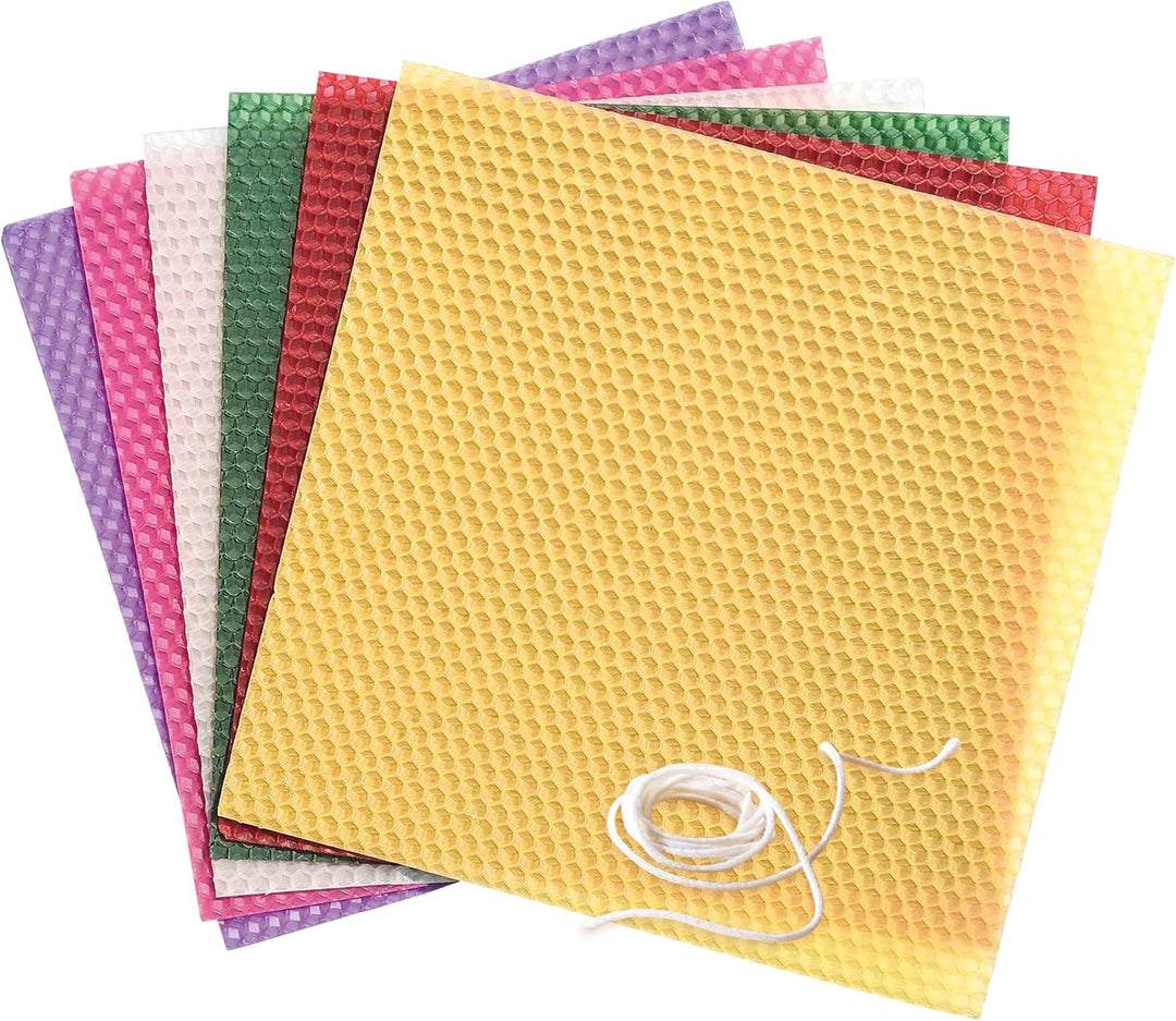 Pebaro WACHS-SET 3, Bienenwaben-Kerzenbastelset BUNT, Kerzen basteln, Bastelset inkl. Anleitung, 6 b