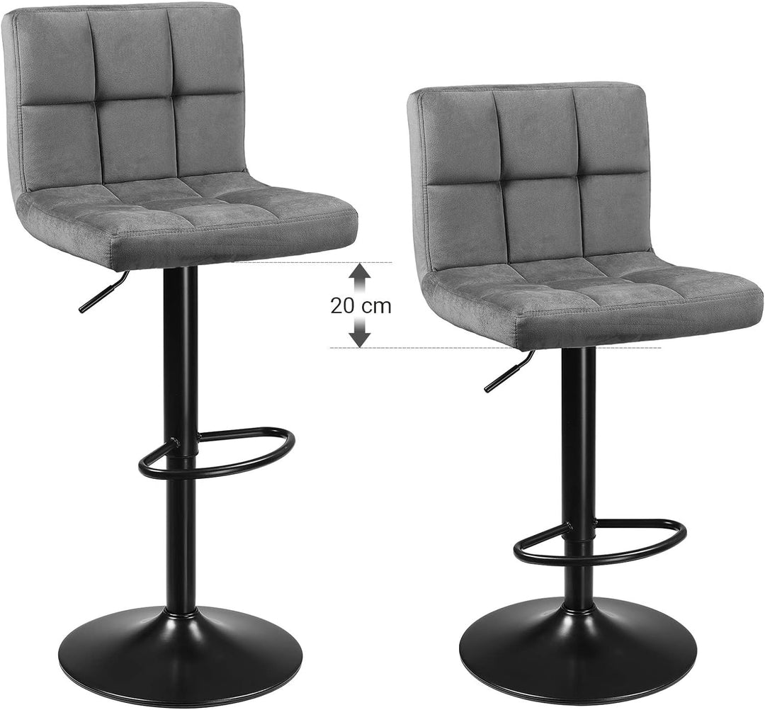 SONGMICS Barhocker, 2er Set, Barstühle, mit Samtbezug, höhenverstellbar, Drehstühle, Küchenstühle mi