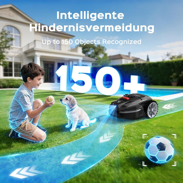(2026 Neu) V3 Mähroboter ohne Begrenzungskabel mit Vision-Navigation | 150+ Hinderniserkennung und A