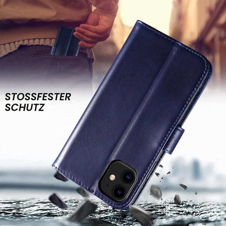 LENSUN Echtleder Handyhülle für iPhone 11, Hülle [Echtes Leder][Standfunktion][Kartenfächer] Handyta