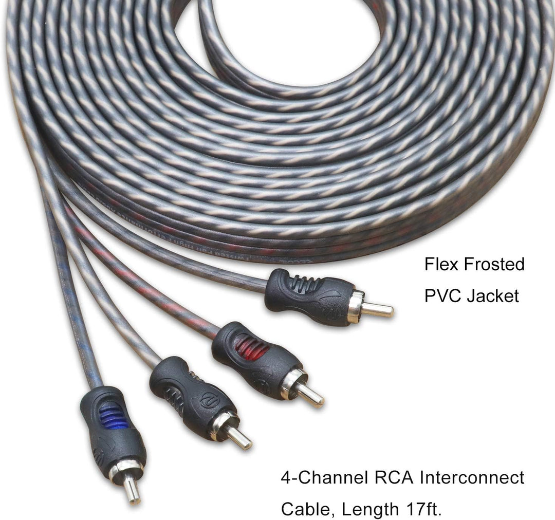 RECOIL RCI417 100% sauerstofffreies Kupfer, 5,2 m, 4-Kanal-Cinch-Audiokabel, Twisted Pair mit Rausch