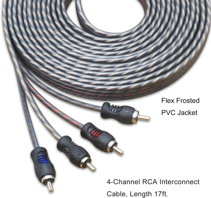 RECOIL RCI417 100% sauerstofffreies Kupfer, 5,2 m, 4-Kanal-Cinch-Audiokabel, Twisted Pair mit Rausch