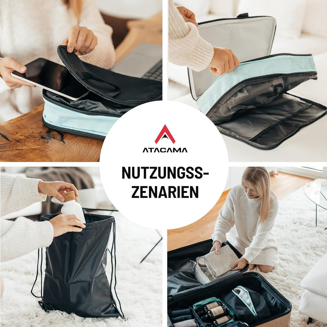 Atacama Premium Kompressions-Packwürfel-Set: Reissverschluss & Dual-Taschen, Packtaschen mit Kompres