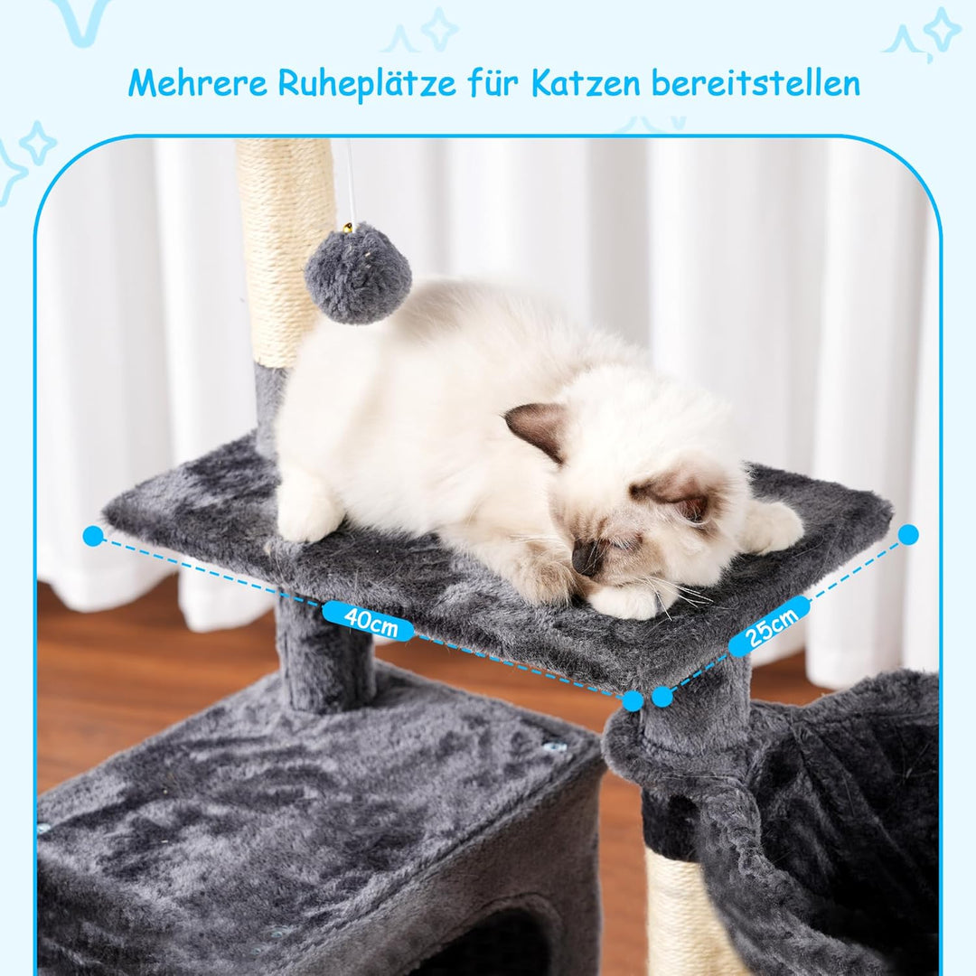 Hey-brother Kratzbaum, 108cm Indoor Katzenbaum, mehrstöckiger Katzenkratzbaum für Kätzchen, mit Krat