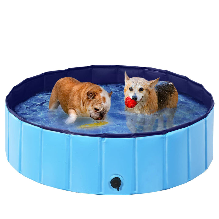 Yaheetech Hundepool faltbar, Planschbecken für Hunde 100 x 30 cm, Anti-Rutsch-Platten, Schnelle Entw