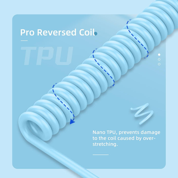 MAMBASNAKE C01 Spiral Tastaturkabel, Pro Custom Coiled USB C Kabel für Mechanische Tastatur, Typ C a