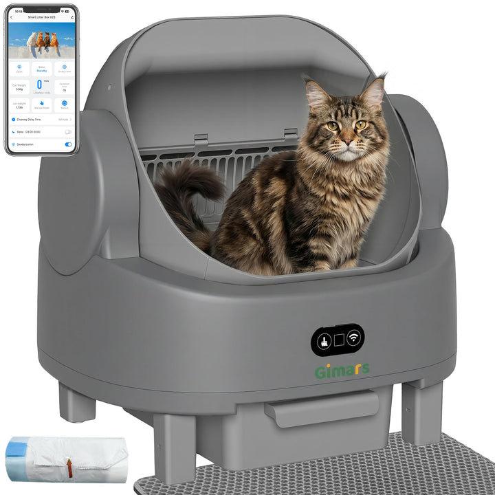 Gimars Selbstreinigende Katzentoilette mit offenem Design, Automatisches Katzenklo für mehrere Katze