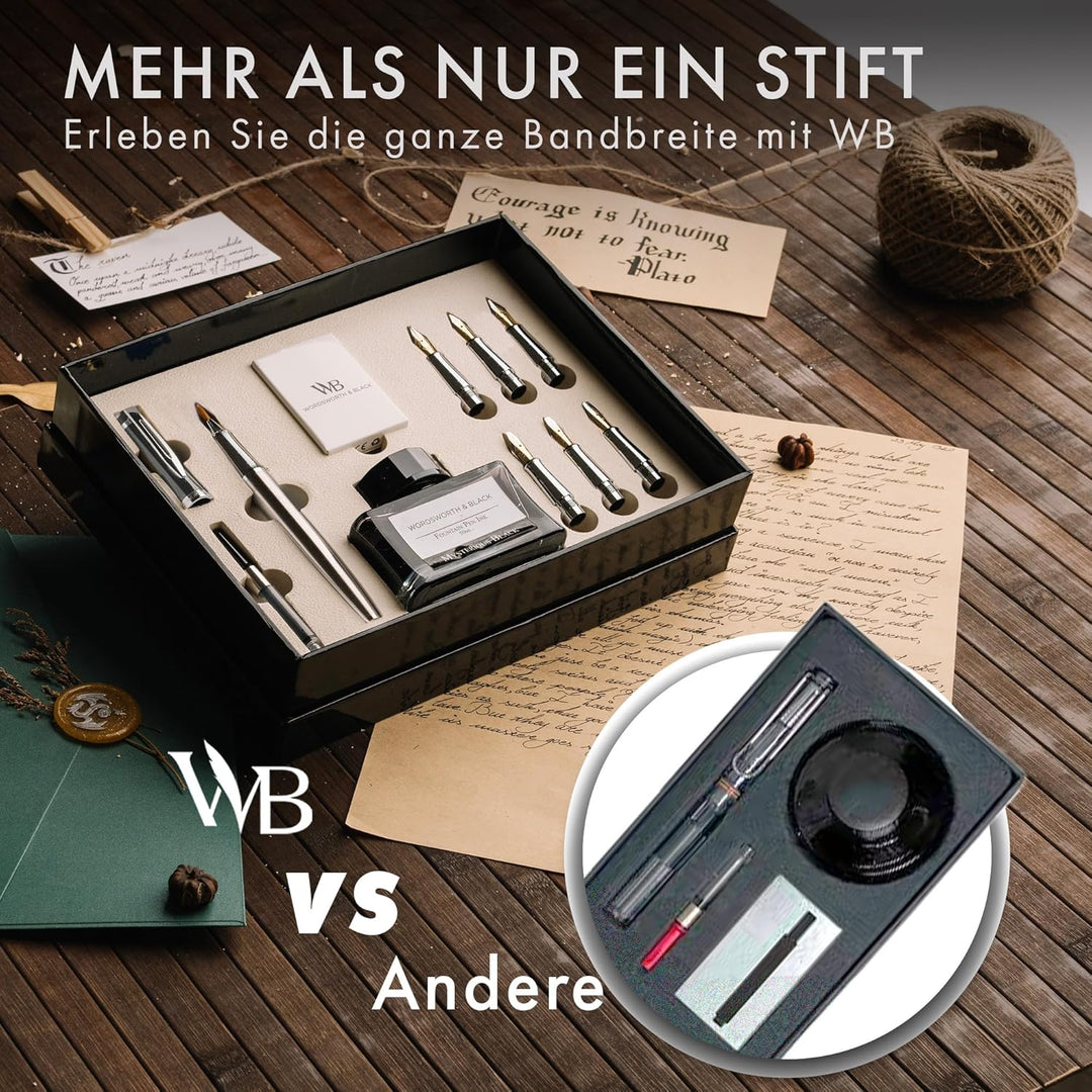 Kalligraphie Füllfederhalter Set Silber Chrom, Silber Chrom