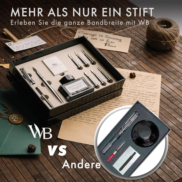 Kalligraphie Füllfederhalter Set Silber Chrom, Silber Chrom
