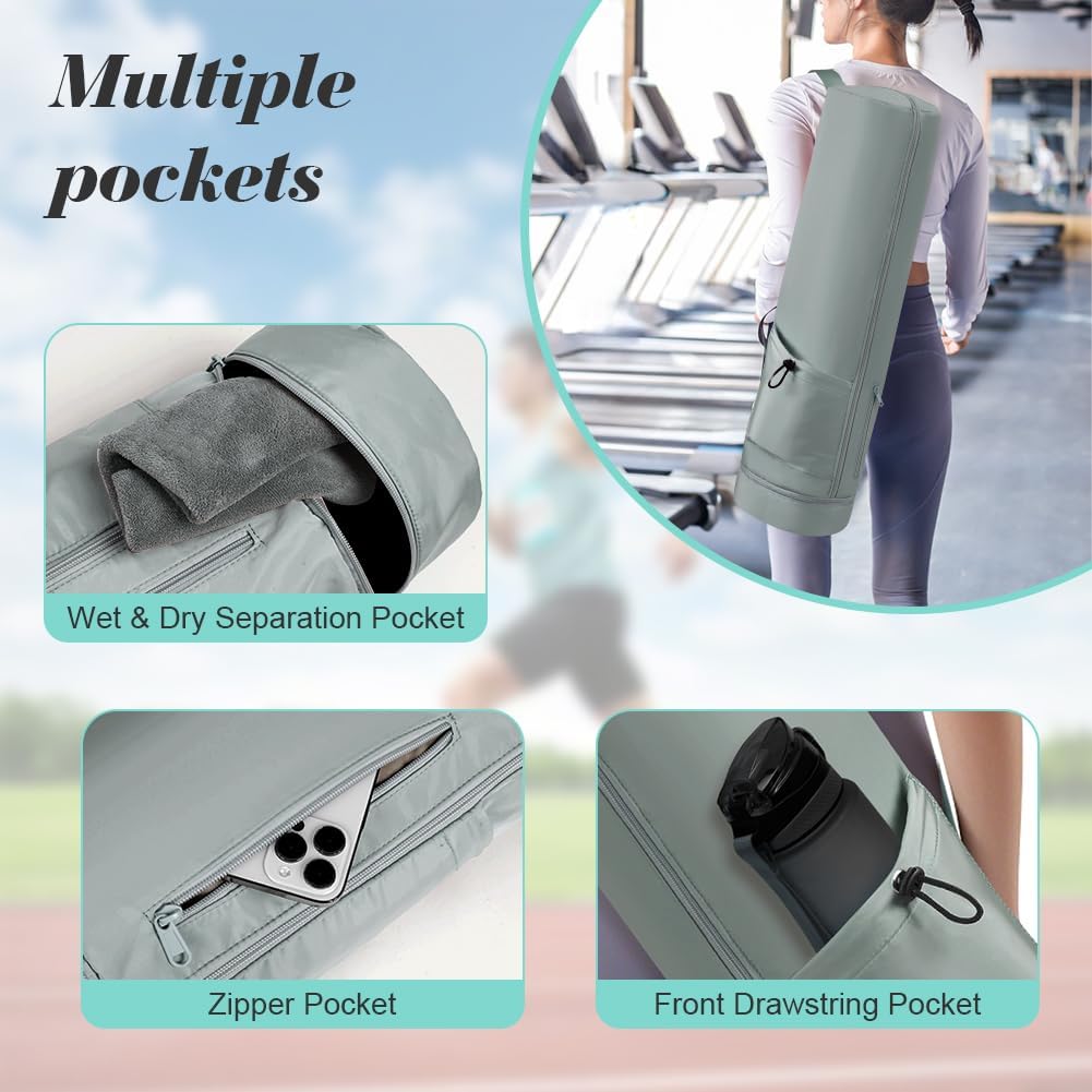 Yogatasche, Yogamatte Tasche, Sporttasche Damen mit Nassfach & Flaschentasche, Verstellbarer Schulte