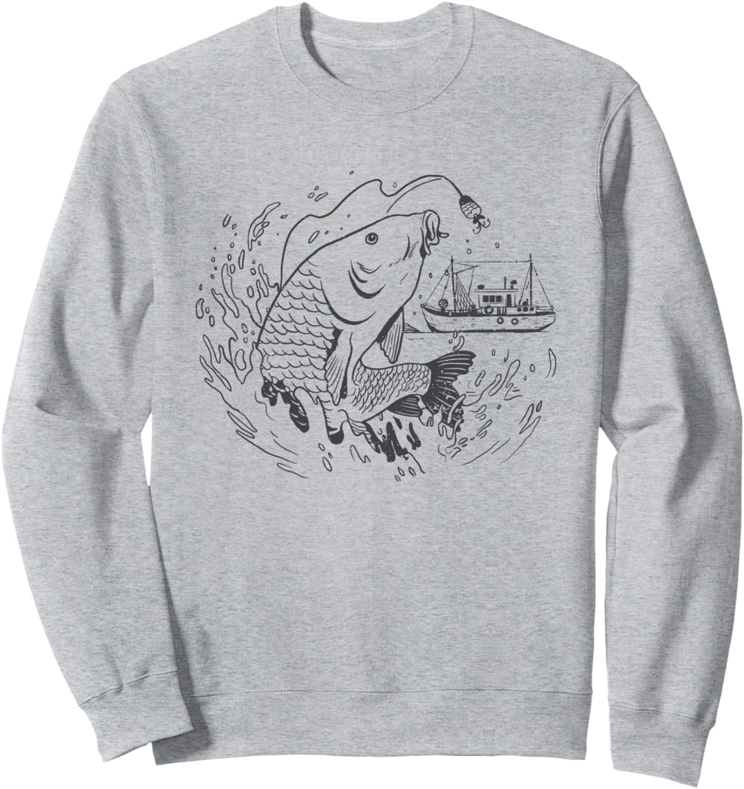 Karpfen Fisch Strichzeichnungen Tier Meerestier Wassertier Sweatshirt