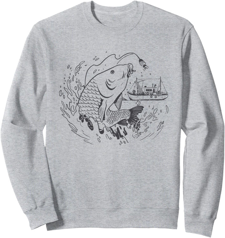 Karpfen Fisch Strichzeichnungen Tier Meerestier Wassertier Sweatshirt