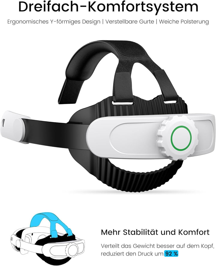 Headstrap für Meta Quest 3 mit 8000mAh Akku, Elite Strap Zubehör für Meta Quest 3S mit Verstellbarem