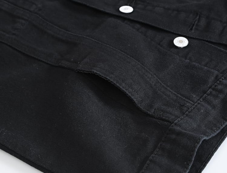 Herren Beiläufiger Denim Weste Jacke Klassische ärmel Dünne Jacken XS BK-11, XS BK-11