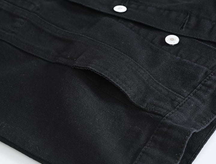 Herren Beiläufiger Denim Weste Jacke Klassische ärmel Dünne Jacken XS BK-11, XS BK-11