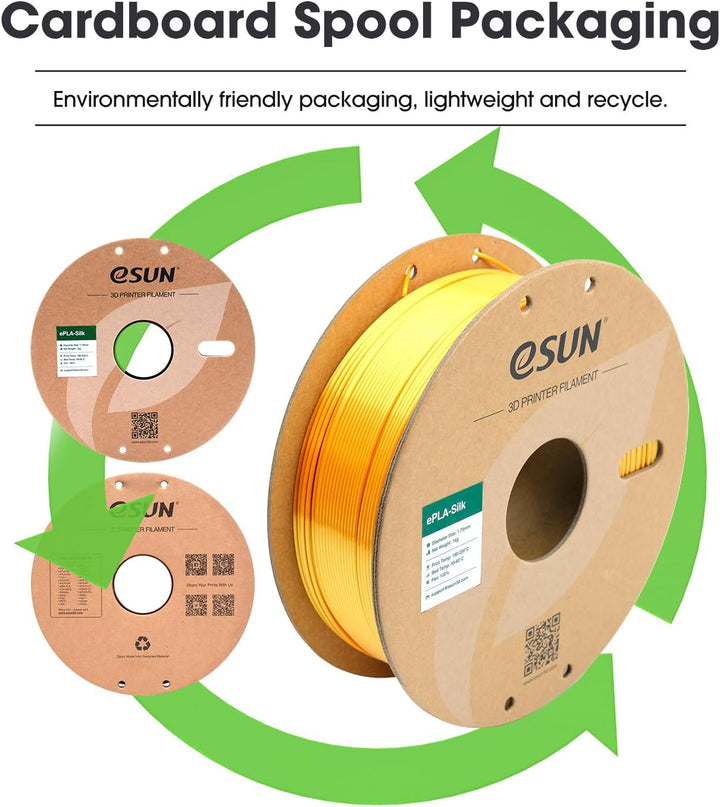 eSUN Seide Metall PLA Filament 1.75mm, Seidig Metallisch 3D Drucker Filament PLA, Massgenauigkeit +/