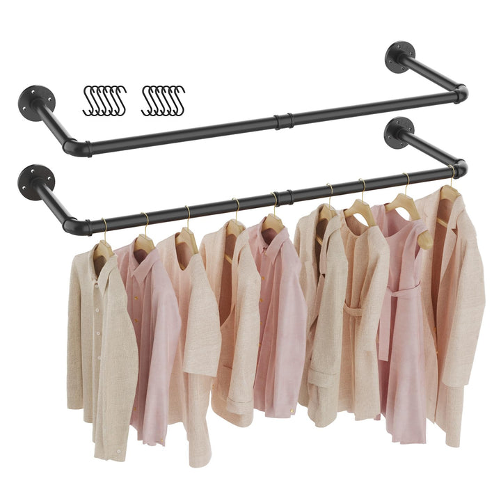 2er Set Kleiderstange Industrial, 97 cm Kleiderständer Wandmontage, Platzsparenders Wandregal Küchen
