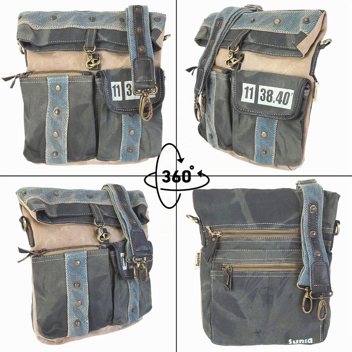 Sunsa Canvas Umhängetasche, grosse Damen/Herren Schultertasche Crossbody Tasche. Unisextasche Vintag