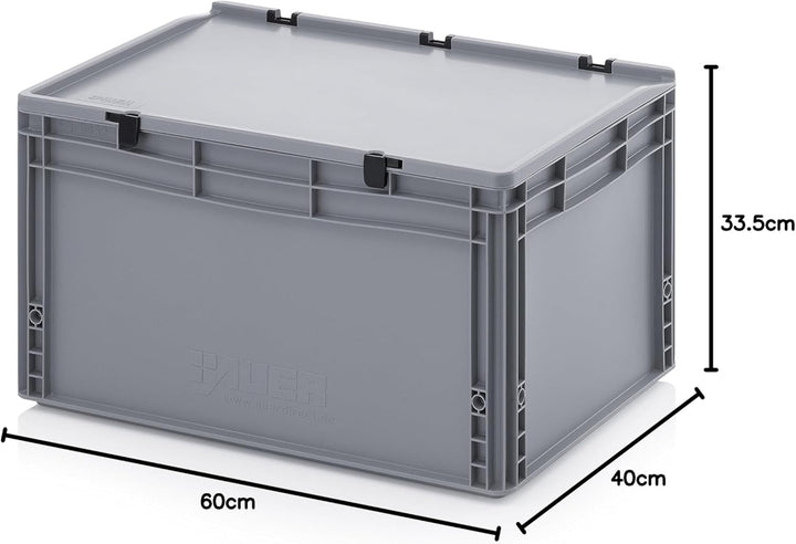 Auer Packaging Eurobehälter-Eurobox 60 x 40 x 33,5 cm mit Scharnierdeckel inkl. gratis Zollstock