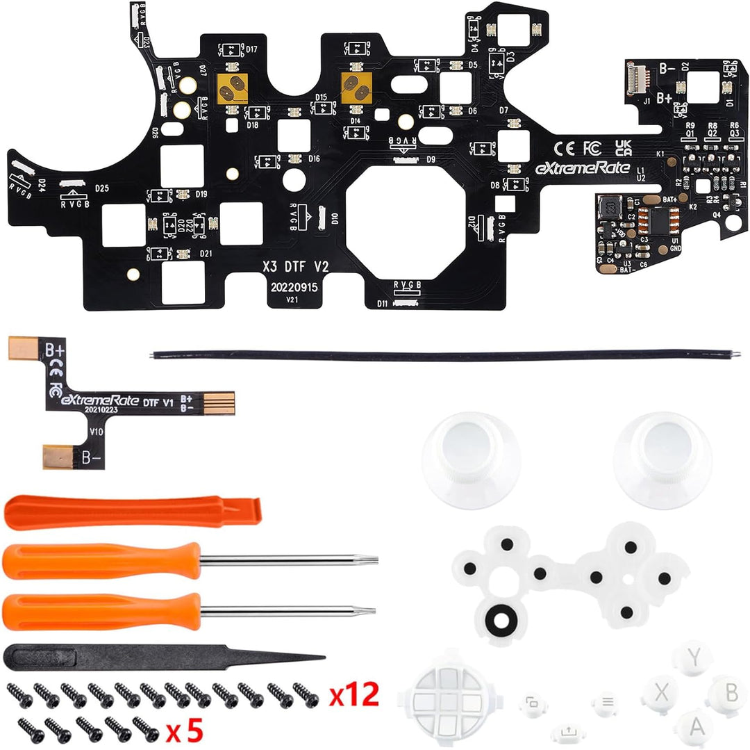 eXtremeRate Leuchttasten für Xbox Series X/S Controller, Custom Ersatz Knöpfe DTF LED Kit Tasten D-p