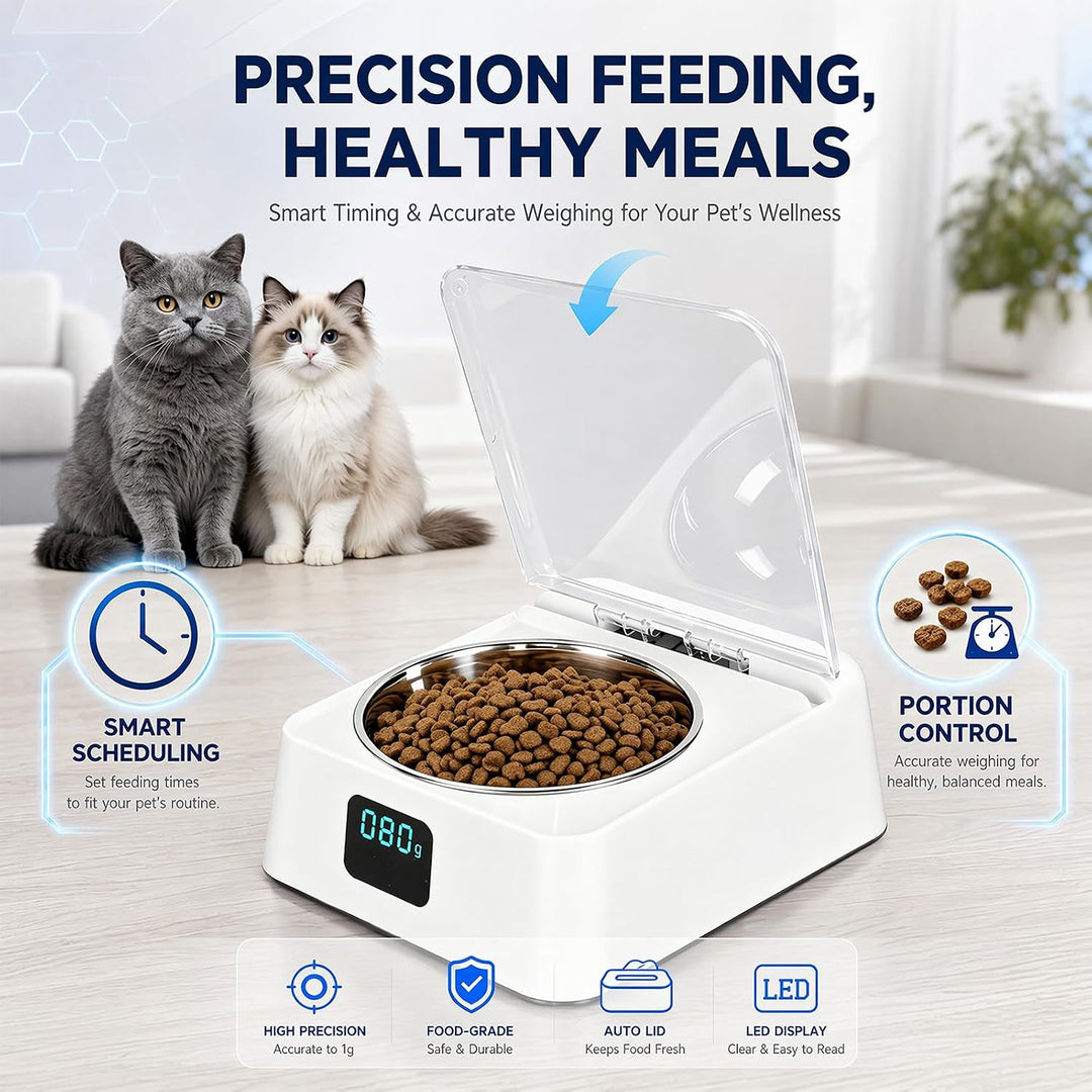 Nassfutterautomat für Katzen - Induktiv Aufklappbarem Deckel Futterautomat Katze Nassfutter,Automati
