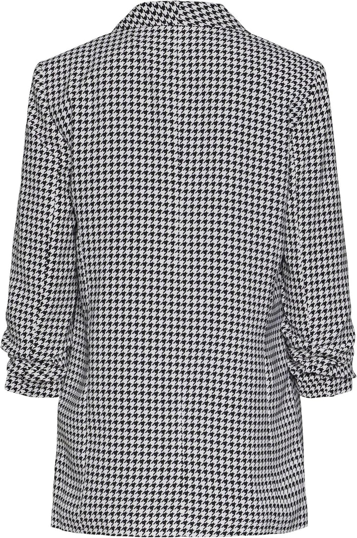 Pieces Damen Pcbosella 3/4 Printed Blazer Noos Bc Blazer XL Black/Aop:houndstooth, XL Black/Aop:houn