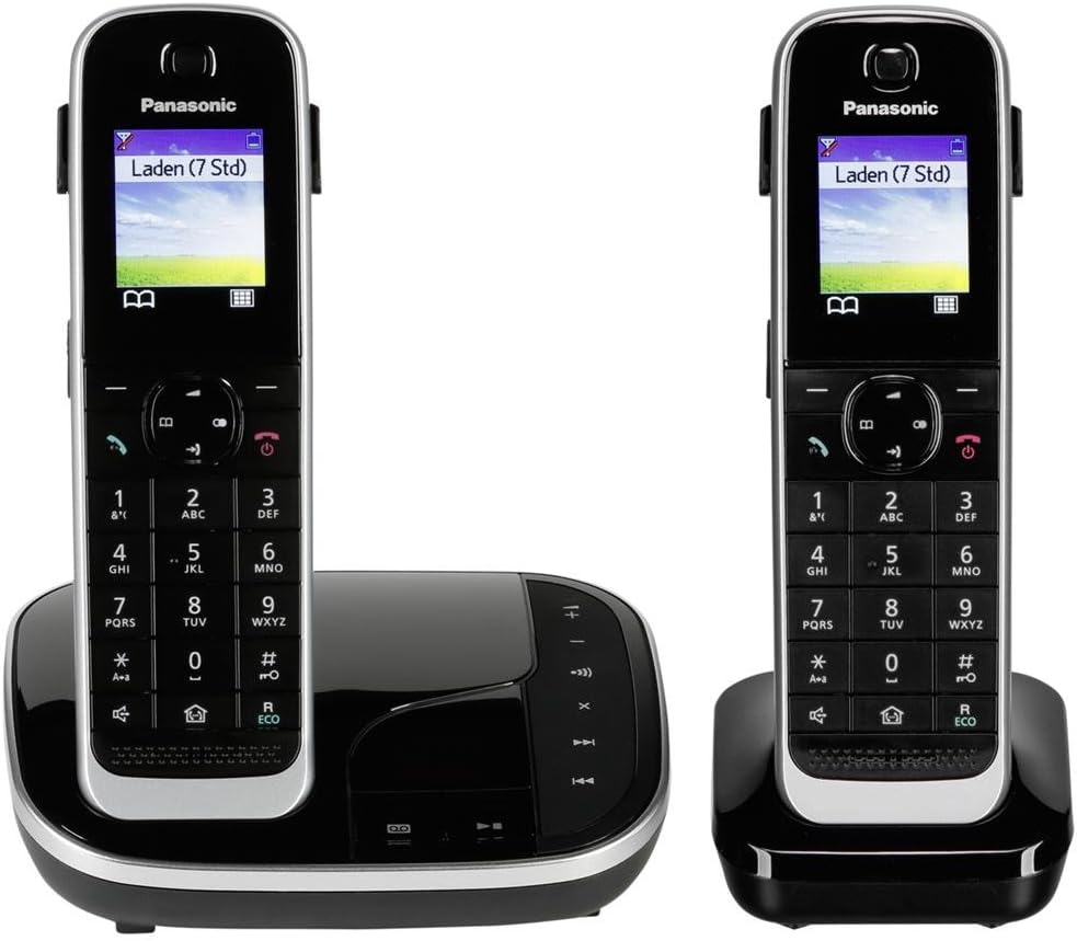 Panasonic KX-TGJ322GB Familien-Telefon mit Anrufbeantworter (schnurloses Telefon DUO, Mobilteil, str