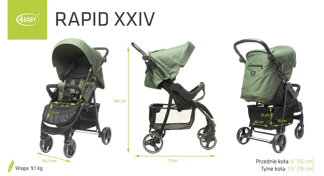 Rapid kinderwagen buggy bis 22 kg, kompakter buggy, klein, leicht und stabil, amortisierte Räder (Ol