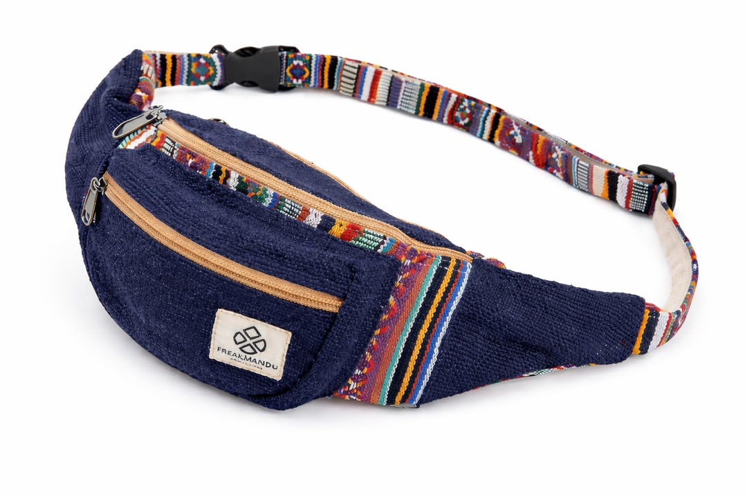Freakmandu Unisex Hanf Gürteltasche – Fanny Packs, Hüftgürteltasche zum Umhängen, Boho Hippie Stil,