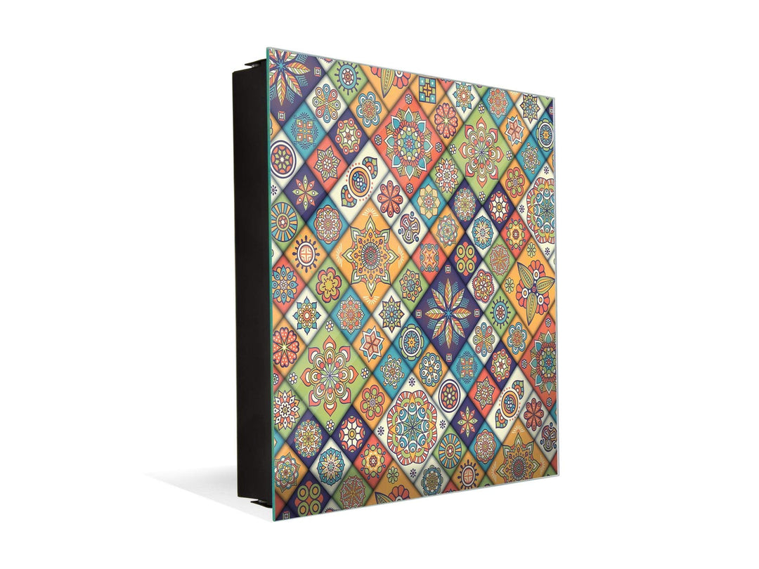 Dekorative Key Box mit magnetischer, trocken abwischbarer Glastafel K01 Luxuriöses orientalisches Pa