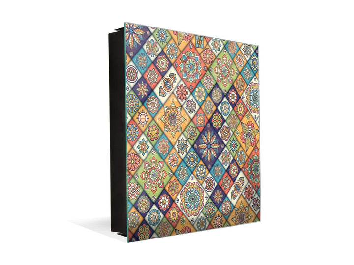Dekorative Key Box mit magnetischer, trocken abwischbarer Glastafel K01 Luxuriöses orientalisches Pa