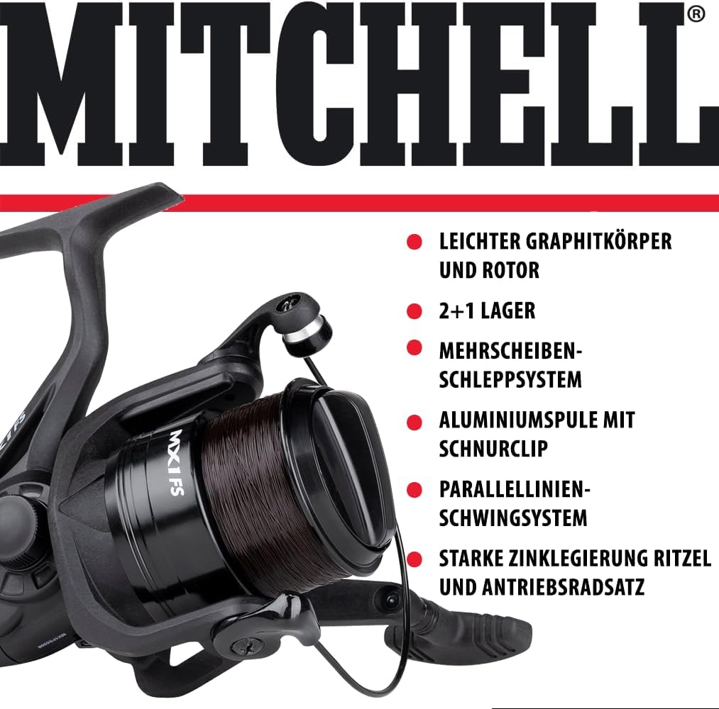 Mitchell MX1 FS 6500 Freilauf Angelrolle ohne Schnur - Spinnrolle und Freilaufrolle für Angler - Rob