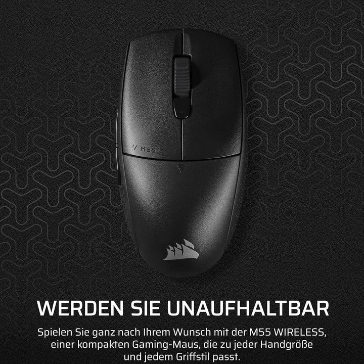 Corsair M55 Wireless Leichte FPS-Gaming-Maus – 2,4GHz & Bluetooth – 24.000 DPI – Langlebige Lebensda