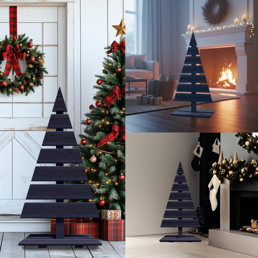Floranica Weihnachtsdeko Weihnachtsbaum Lärchenholz Höhe 92 cm Fussbreite 45 cm Anthrazit Holzweihna