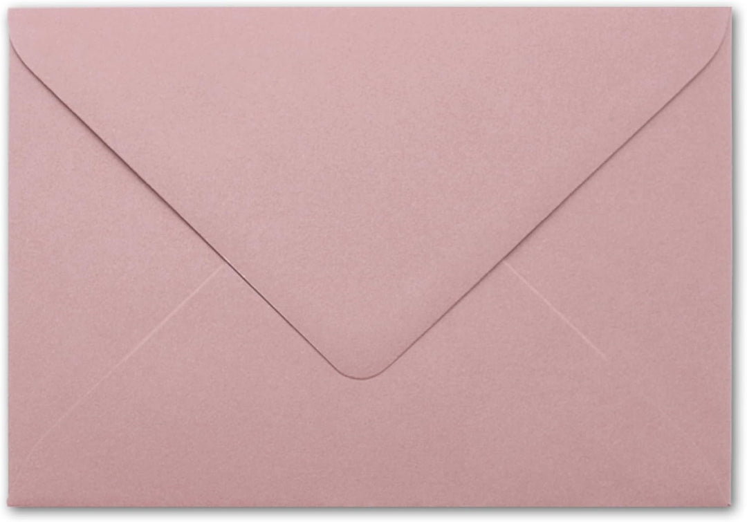 100x kleine Umschläge in Alt-Rosa DIN C7 8,1 x 11,4 cm mit Spitzklappe und Nassklebung in 110 g/m² -