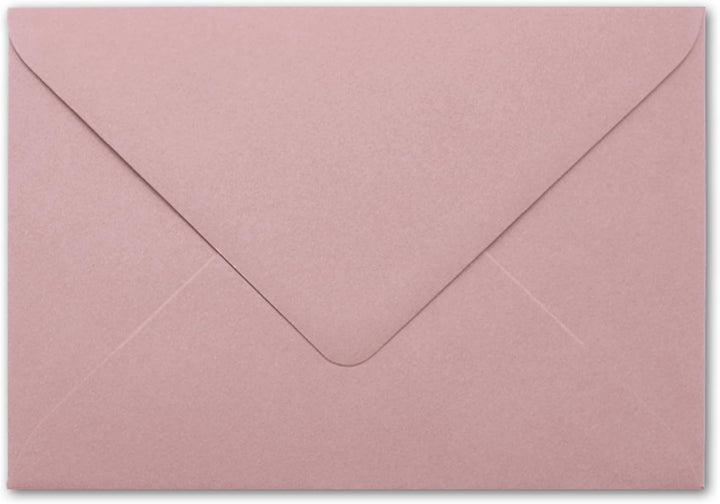 100x kleine Umschläge in Alt-Rosa DIN C7 8,1 x 11,4 cm mit Spitzklappe und Nassklebung in 110 g/m² -