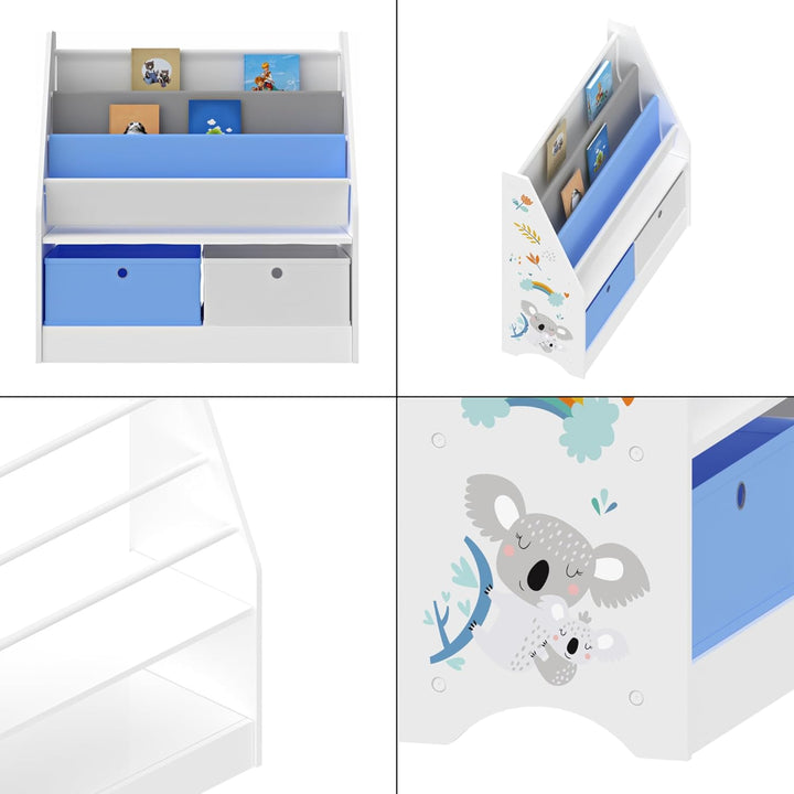 [en.casa] Kinderregal Neda Bücherregal für Kinder mit 3 Ablagefächern Koala-Motiv Spielzeug Aufbewah