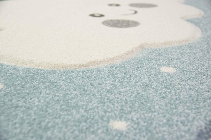 Merinos Teppich für Kinder mit Wolken Spielteppich in Blau Grösse 120 cm Rund, 120 cm Rund