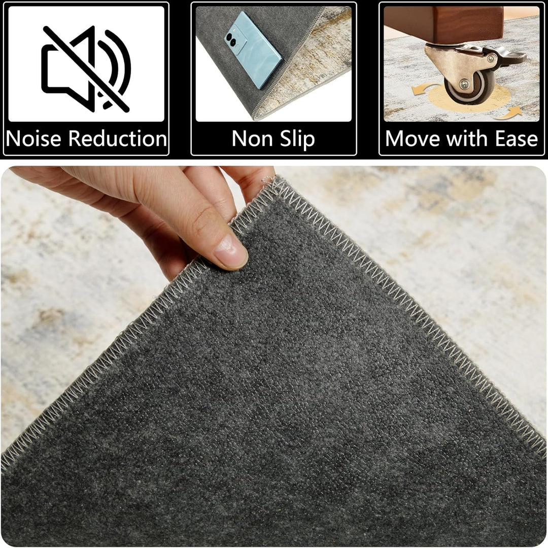 Famibay Bodenschutzmatte BüRostuhl 120x150cm Schreibtischstuhl Unterlage Beige Bodenmatte rutschfest