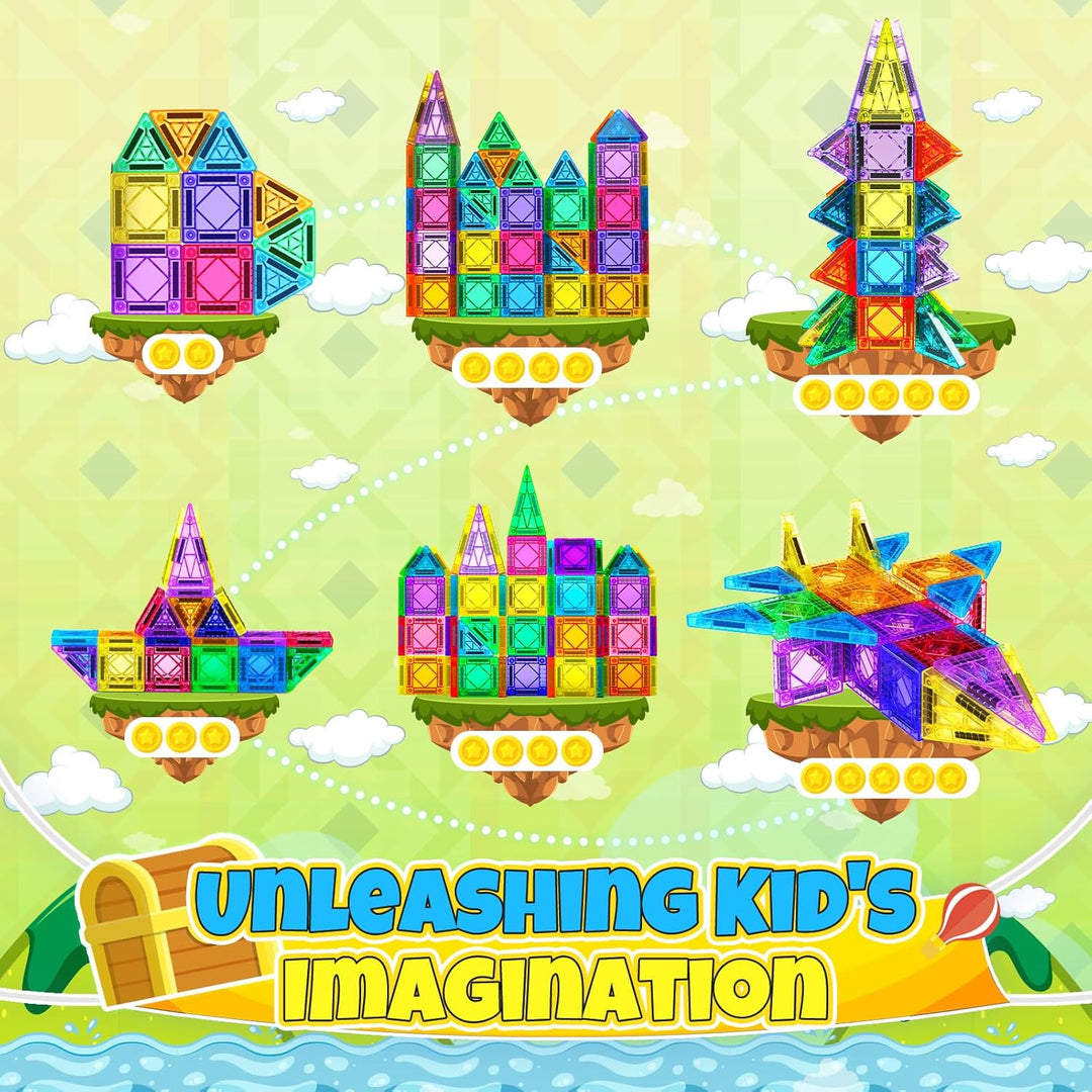 43 Pcs Mini Magnetische Bausteine Reiseset, Spielzeug ab 3 4 5 6 Jahre Junge Mädchen Reisespiele Kin