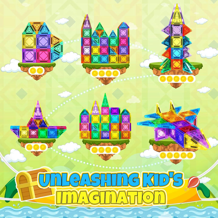 43 Pcs Mini Magnetische Bausteine Reiseset, Spielzeug ab 3 4 5 6 Jahre Junge Mädchen Reisespiele Kin
