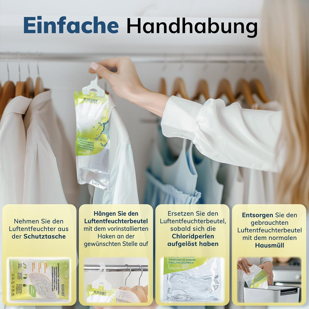 10er Set Luftentfeuchter zum Aufhängen I Luftentfeuchter Beutel I Entfeuchter Schrank und Feuchtigke